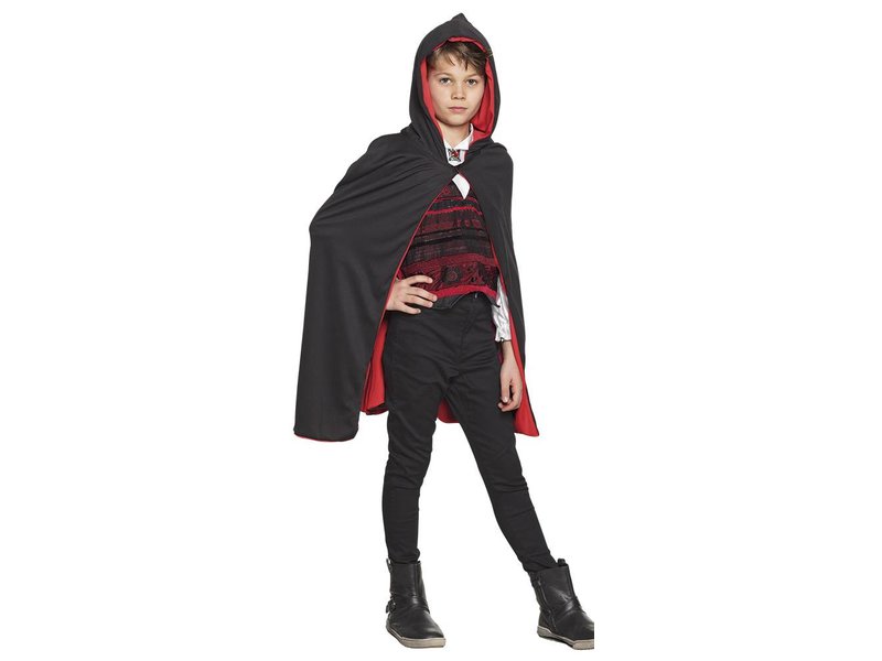 Cape enfant noir/rouge réversible (115 cm)