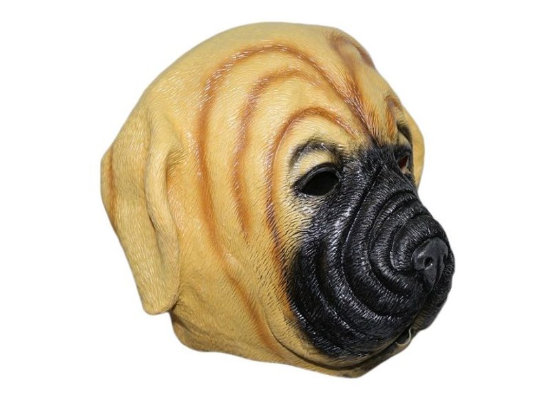 latex hondenmasker 'bulldog' (bruin)