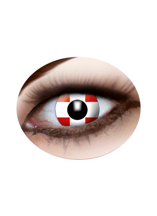 Swiss flag contact lenses