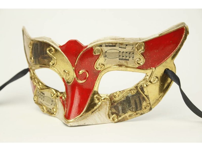 Maschera veneziana Colombina ‘Musica’ (rossa)