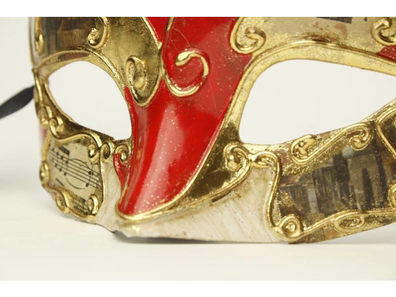 Maschera veneziana Colombina ‘Musica’ (rossa)