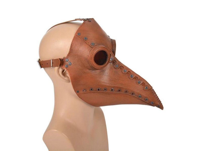 Pestdokter masker (leather look bruin / steampunk style)