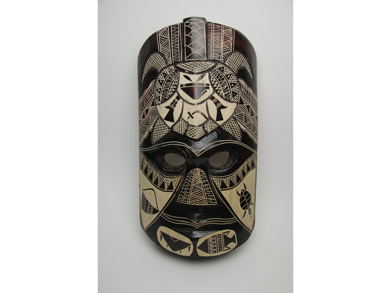 Donkerbruin Tiki masker (46 cm)