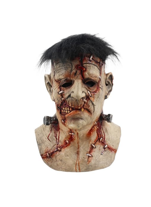 Frankenstein Maske Deluxe (mit schwarzen Haaren)