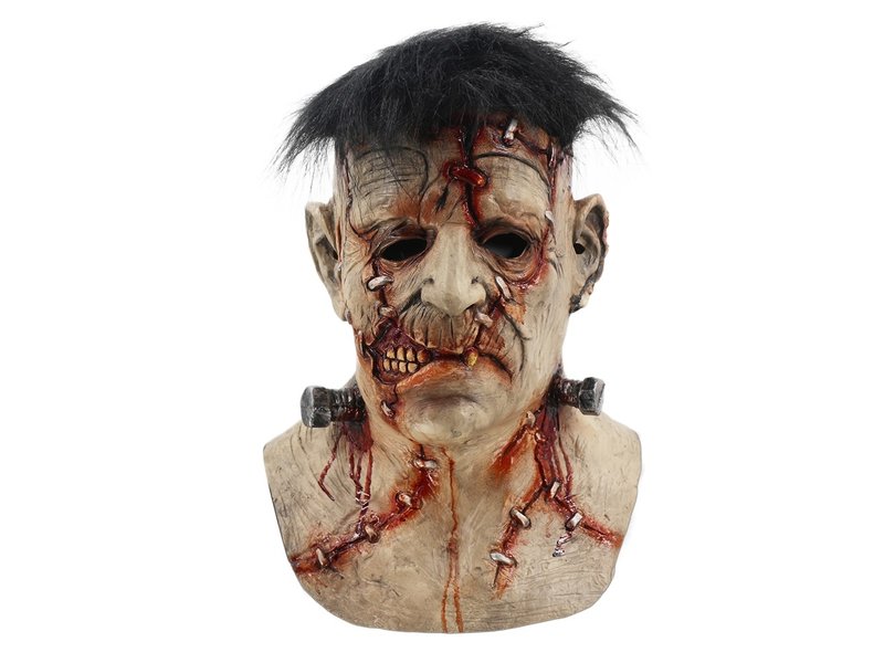 Frankenstein Maske Deluxe (mit schwarzen Haaren)