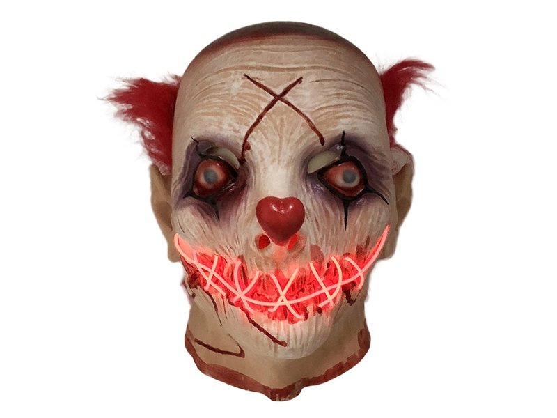 Masque de clown d'horreur (LED lumineuse El Wire rouge)