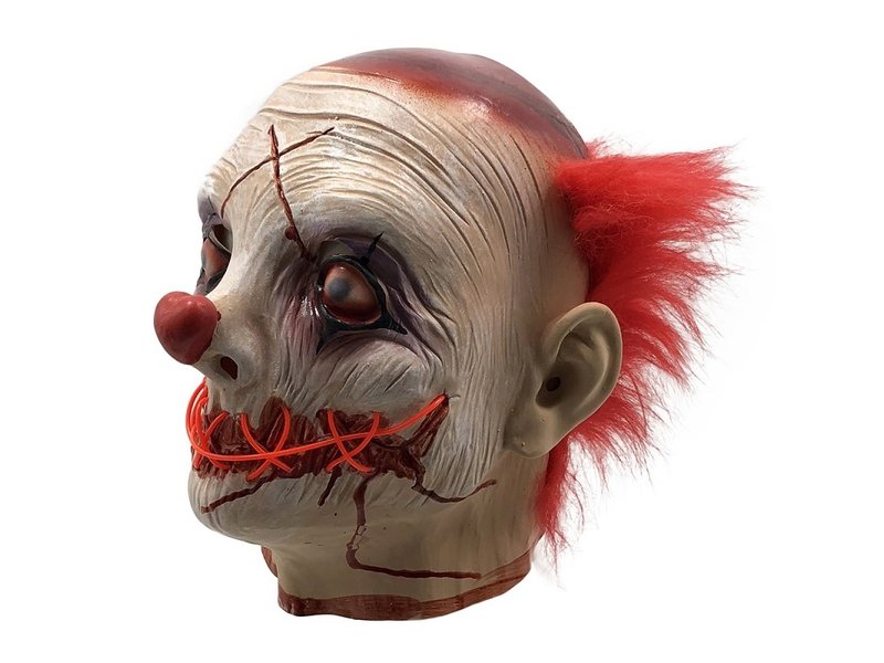 Horror Clown masker (lichtgevend El Wire LED rood)