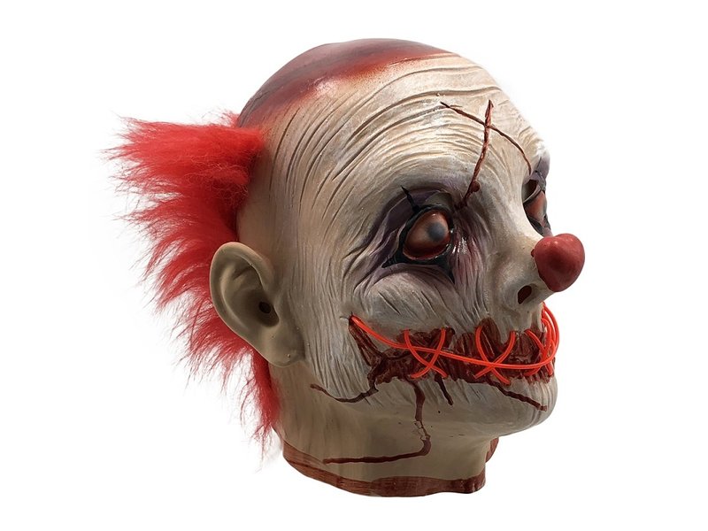 Maschera da Clown Horror (LED El Wire luminoso rosso)