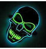 Masque de crâne (fil électrique lumineux bleu/vert)