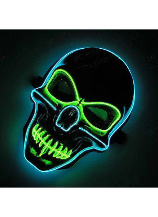 Masque de crâne (lumineux bleu/vert)