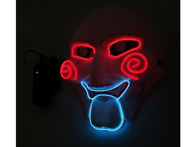 Maschera Jigsaw (filo elettrico luminoso led rosso blu)