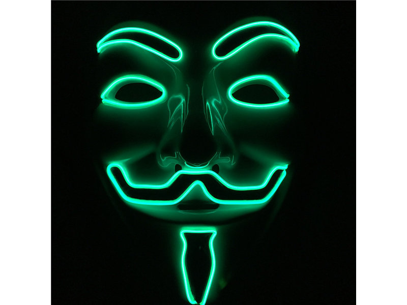 V For Vendetta-Maske (leuchtender EL-Draht grün)