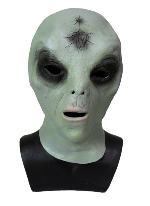 Klassiek Alien masker (groen/grijs)