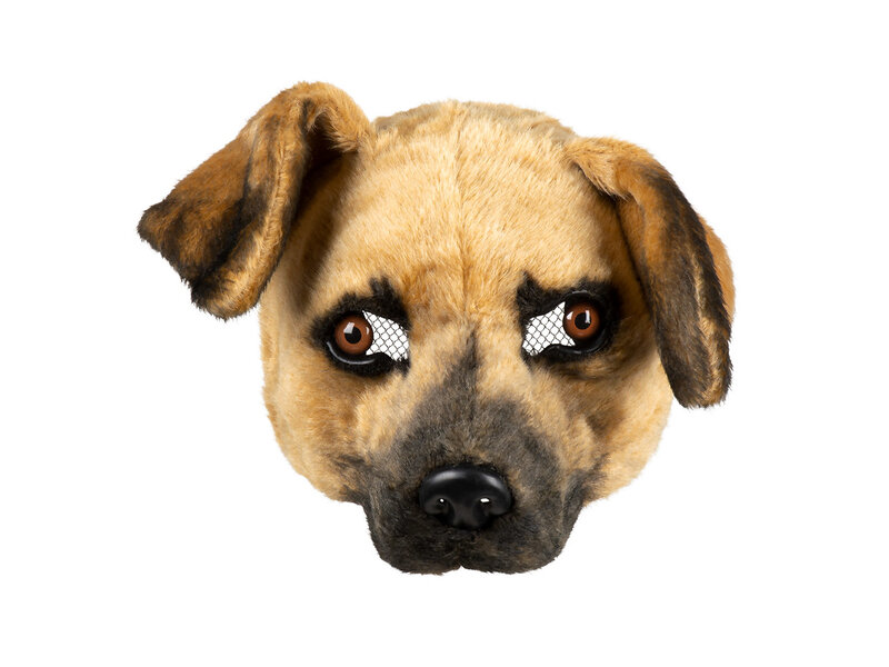 Maschera di peluche Cane (marrone)