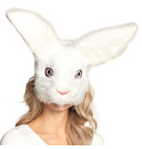 Maschera di peluche Coniglio (bianco)