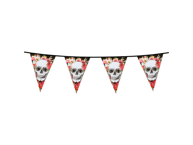 Vlaggenlijn Day of the dead  (30 x 20 cm) (6 m, 15 vlaggen) Dia de los Muertos decoratie