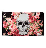 Day of the dead flag (90x150cm) – Dia de los Muertos decoration - Skull and roses decoration