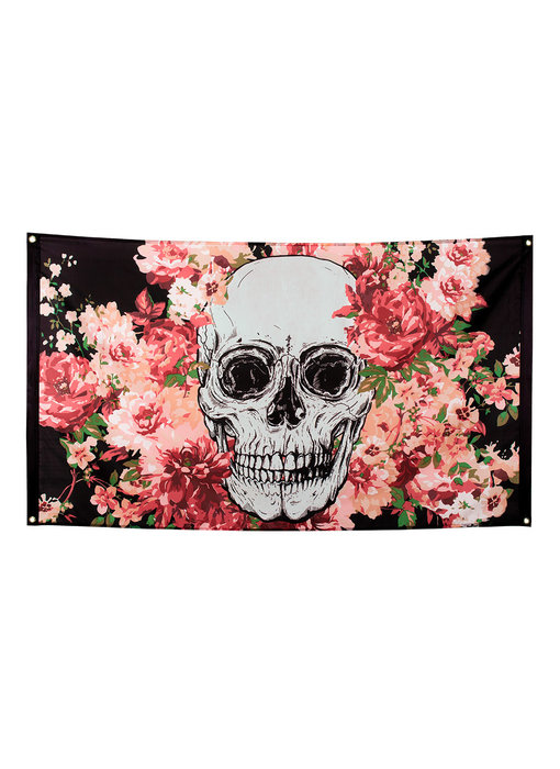 Day of the dead flag (90x150cm) Skull and roses design