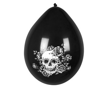 Balloons Day of the dead (6 pieces) black with skull design