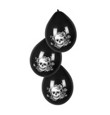 Ballonnen Day of the dead (6 stuks) zwart met schedel design (Dia de los Muertos)