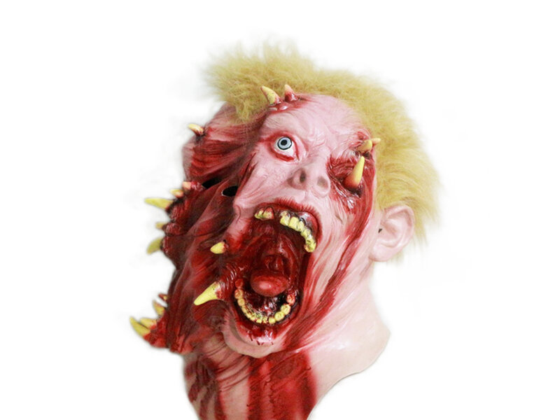 Horror mask (gross mutant) with hair