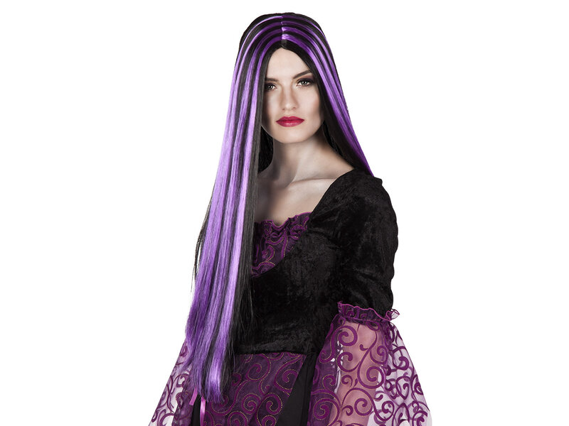 Perruque (longs cheveux violets/noirs)