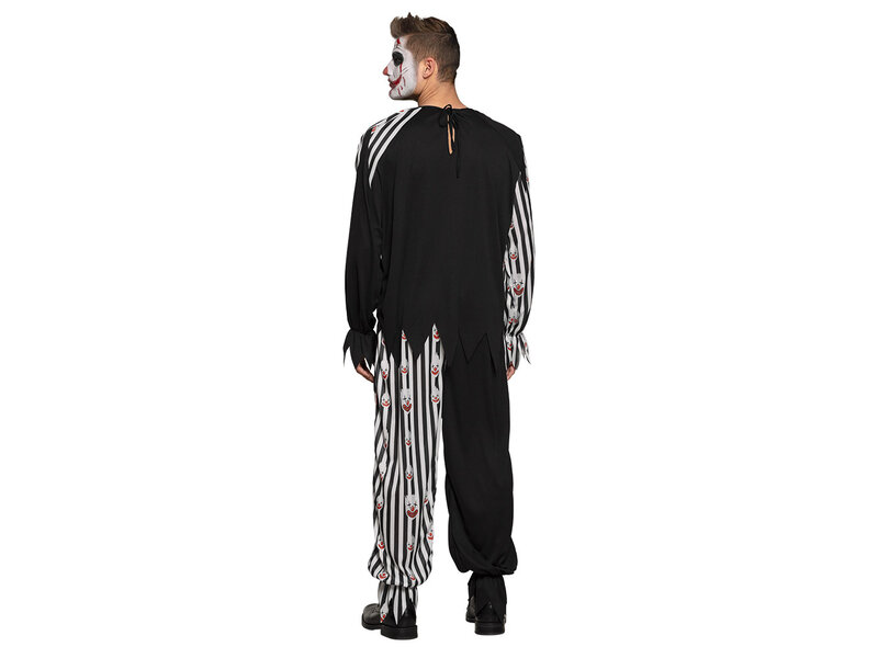 Clown costume Bloody Jester (adults) black/white striped (50/52 and 54/56)