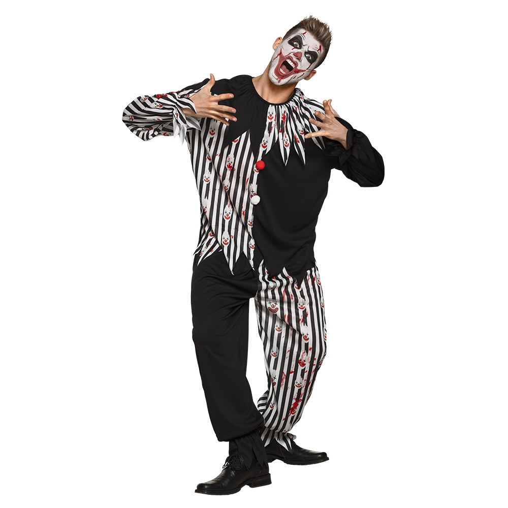 Clown costume Bloody Jester | black/white striped (50/52 and 54/56 ...