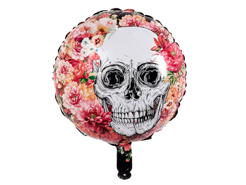 Folienballon Tag der Toten (Blumen-/Totenkopf-Design)