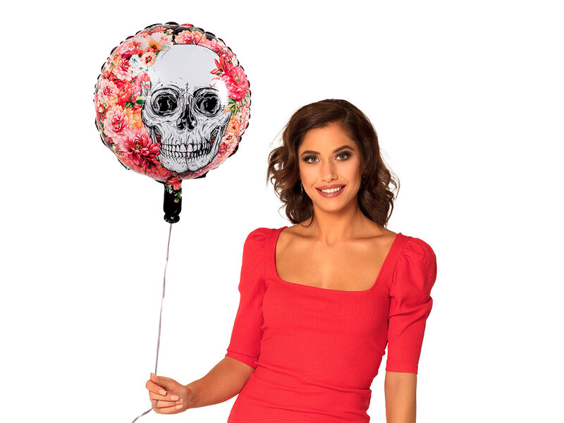 Folie ballon Day of the dead (bloem/schedel design)