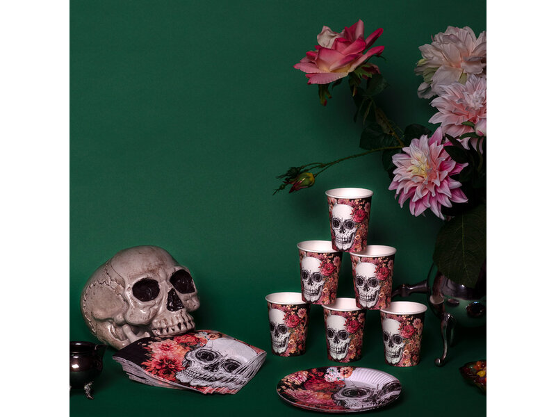 6 Verres en carton Jour des morts (25 cl) / Dia de los Muertos (25 cl)