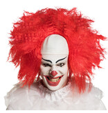 Clown pruik (rood) met wit voorhoofd