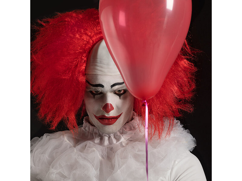 Clown pruik (rood) met wit voorhoofd