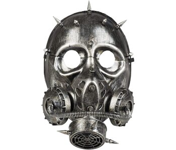 Steampunk-Gasmaske (Metalloptik grau)