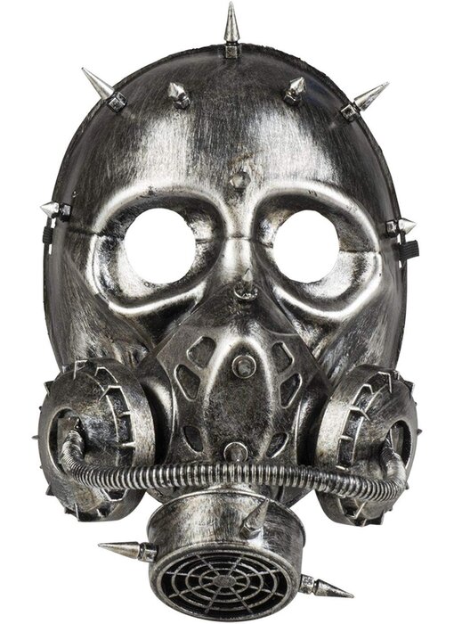 Steampunk gasmasker (metal look grijs)