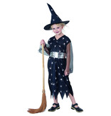 Costume per bambini vestito nero con motivo ragno 'strega' (10-11-12 anni)