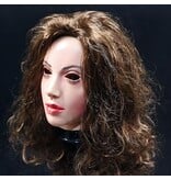 Maschera Donna Deluxe (capelli ricci castani)