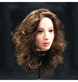 Damenmaske Deluxe (braunes lockiges Haar)