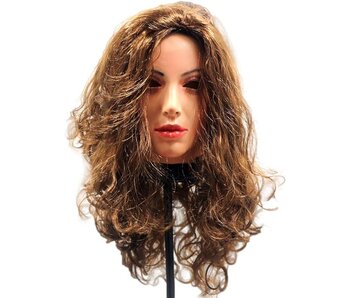 Damenmaske Deluxe (braunes lockiges Haar)