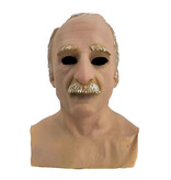 Masque de vieil homme (cheveux blancs/gris) avec moustache et plastron