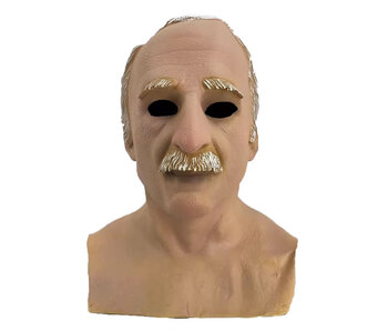 Masque de vieil homme (cheveux blancs/gris) avec moustache et plastron