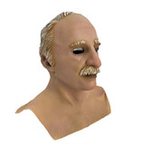 Masque de vieil homme (cheveux blancs/gris) avec moustache et plastron