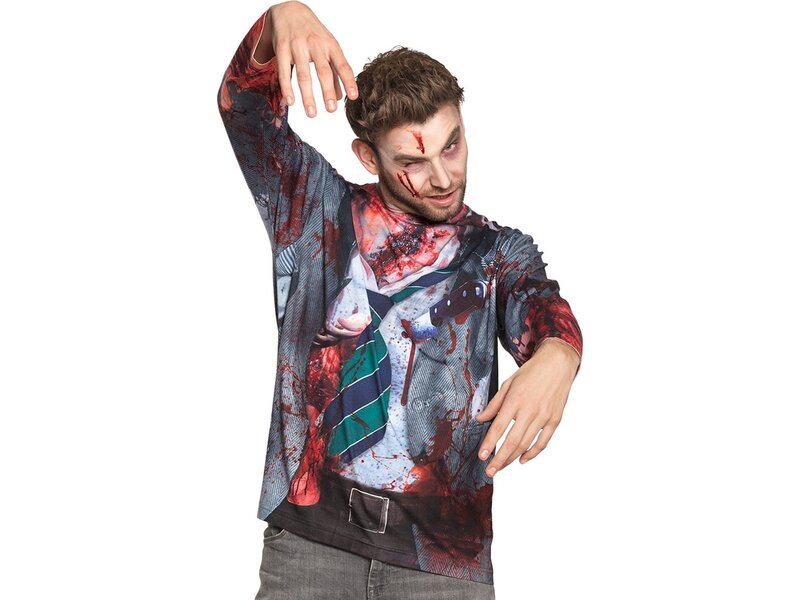 MisterMask.nl Photorealistic Zombie Freak Shirt (L)