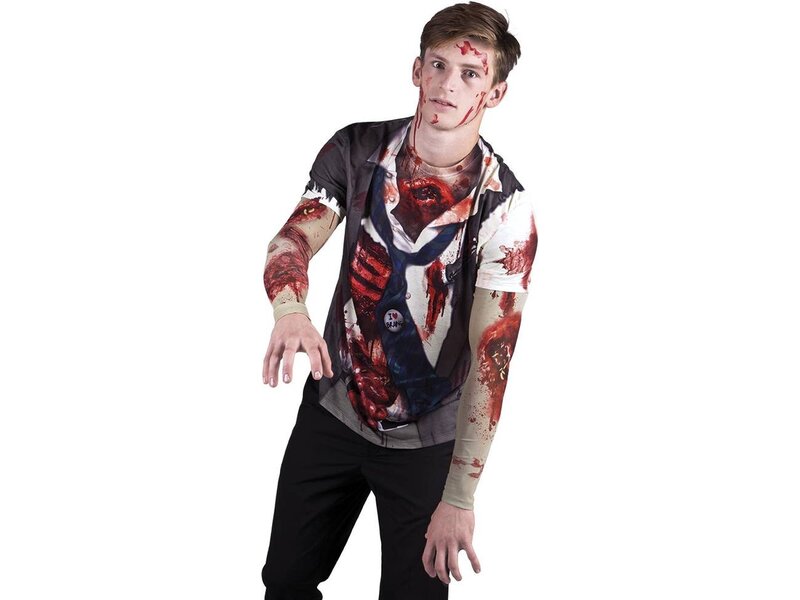 MisterMask.nl Photorealistic Zombie Freak Shirt (L)