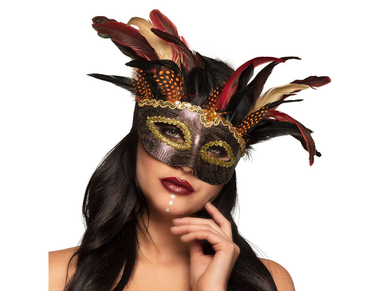 MisterMask.nl Venetian Mask with Feather Headdress