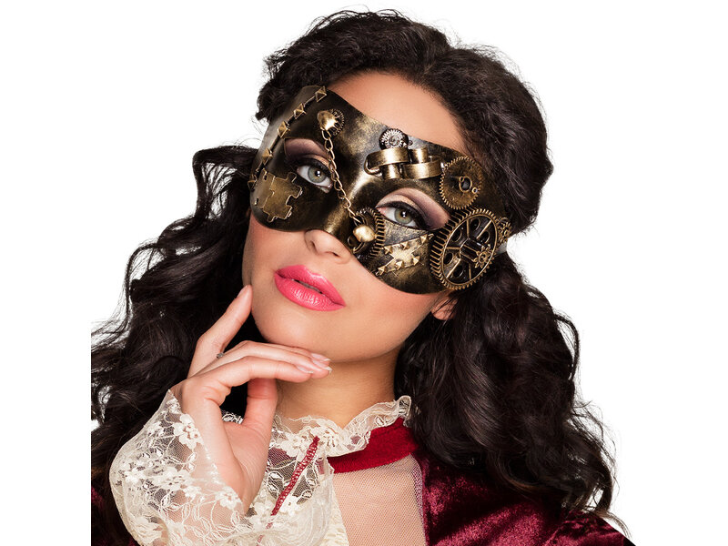 MisterMask.nl Maschera steampunk (marrone / rame)