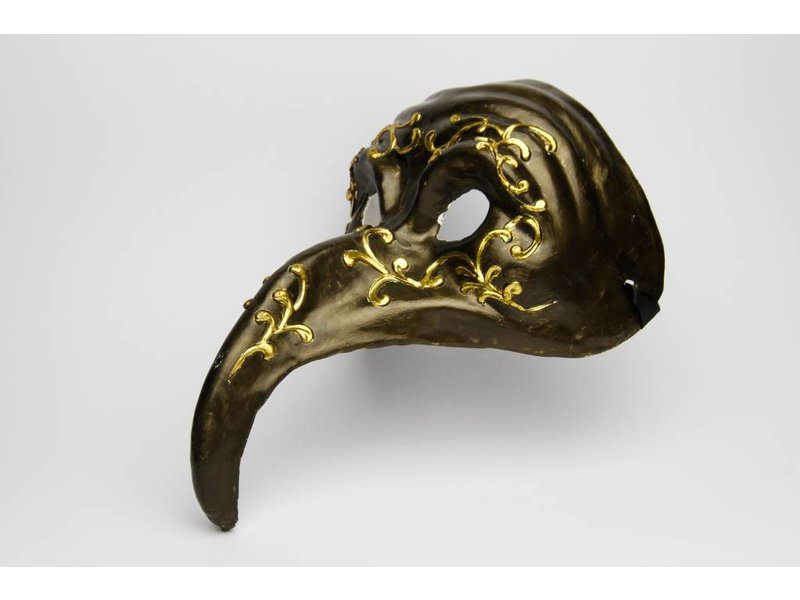 Maschera veneziana Medico della peste oro e nero