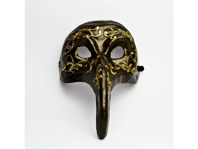 Venetian mask 'Pest doctor' (black/gold)