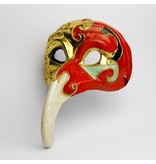 Plague Doctor mask 'Naso Lungo' (Gold/Red)