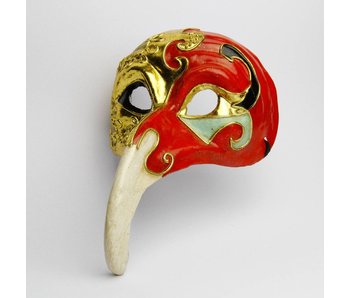 Maschera veneziana decorata rossa nera e doratadonna uomo - Karabu